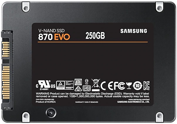 Samsung 860 EVO MZ-76E250E - B2B Modell in neutraler Verpackung - SSD - verschlüsselt - 250 GB - intern - 2.5 (6.4 cm) - SATA 6Gb/s - Puffer: 512 MB - 256-Bit-AES - TCG Opal Encryption 2.0 -